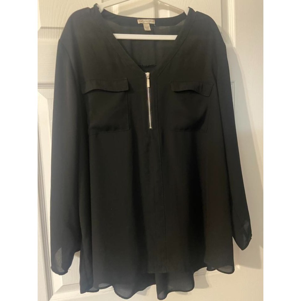 Cato Womens Blouse Black with Long Sleeves Plus Size 18W Beautiful‎